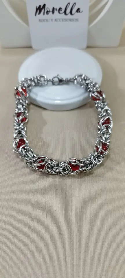 Pulsera gruesa c/piedra roja