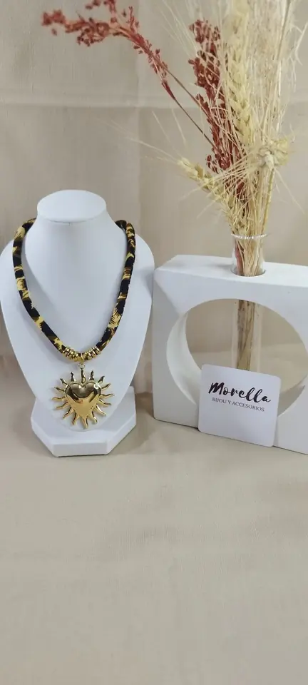 Collar con dije corazón /sol acero quirúrgico
