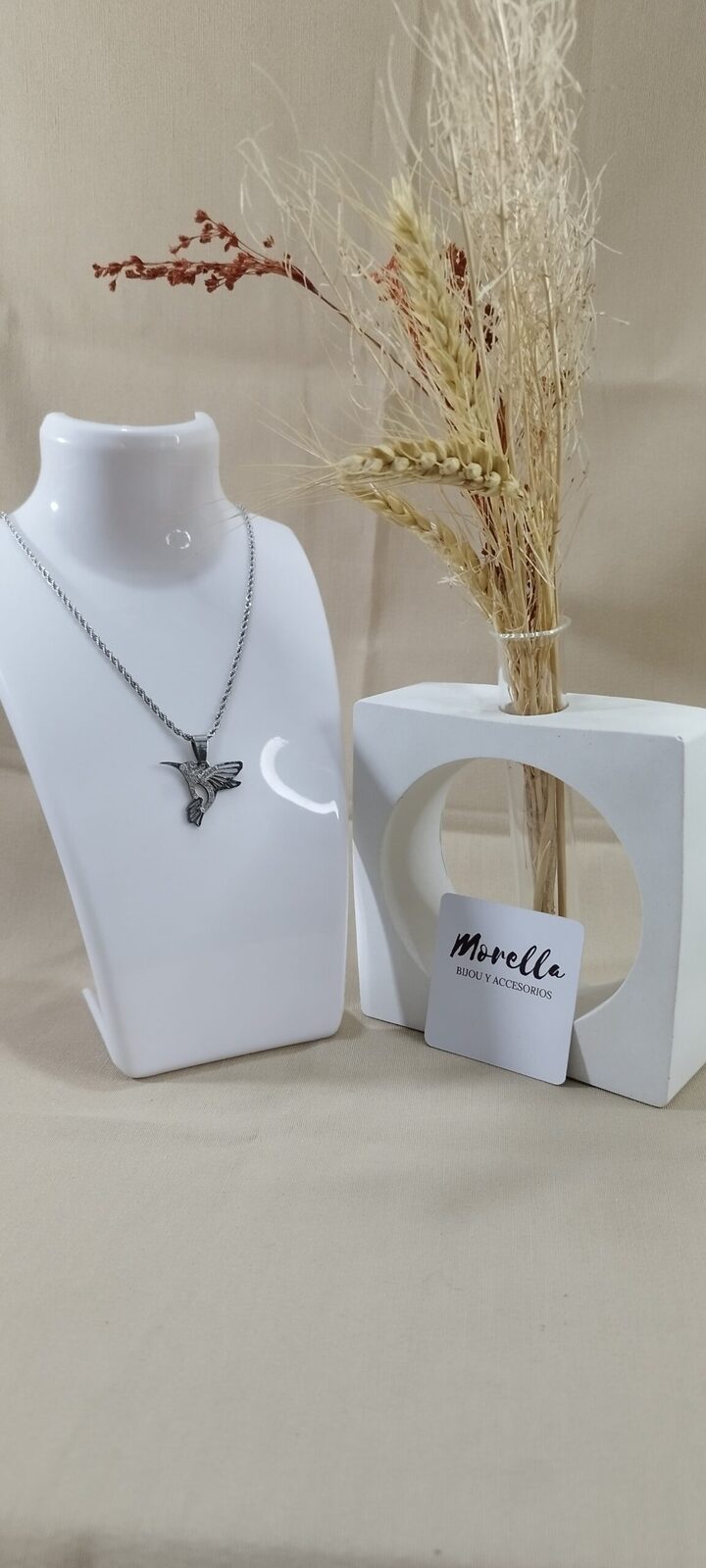 Cadena con dije Colibrí (plateado)