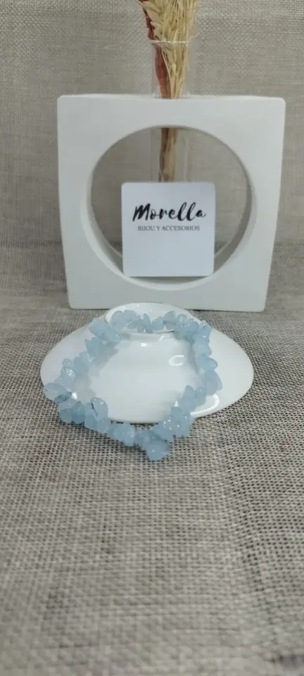 Pulsera en escalla en piedra aguamarina