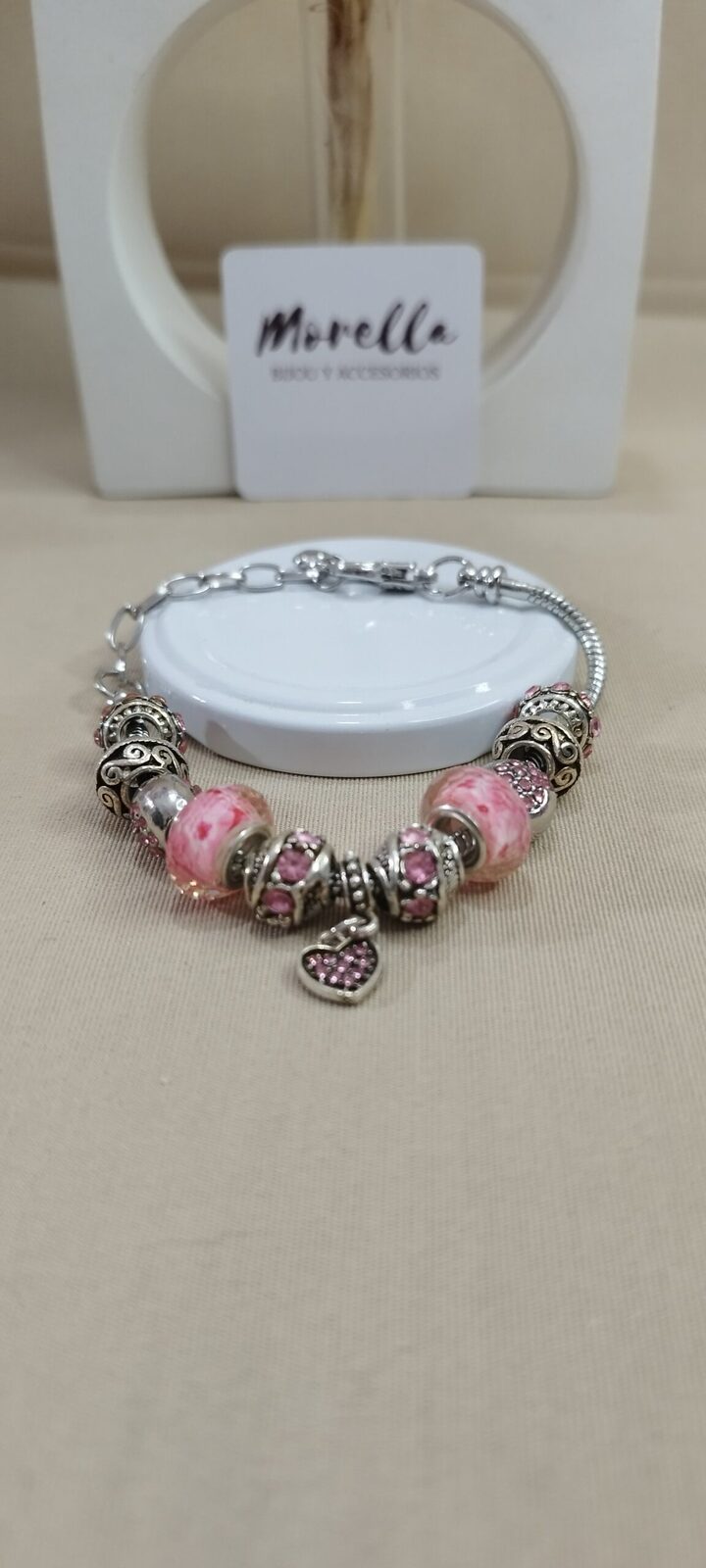 Pulsera corazón rosado