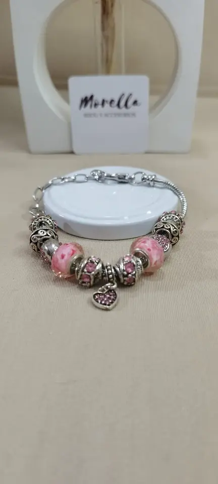 Pulsera corazón rosado