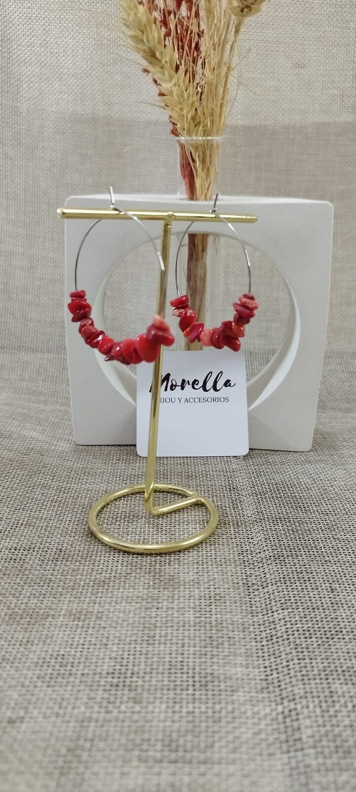 Aros con piedra jaspe rojo