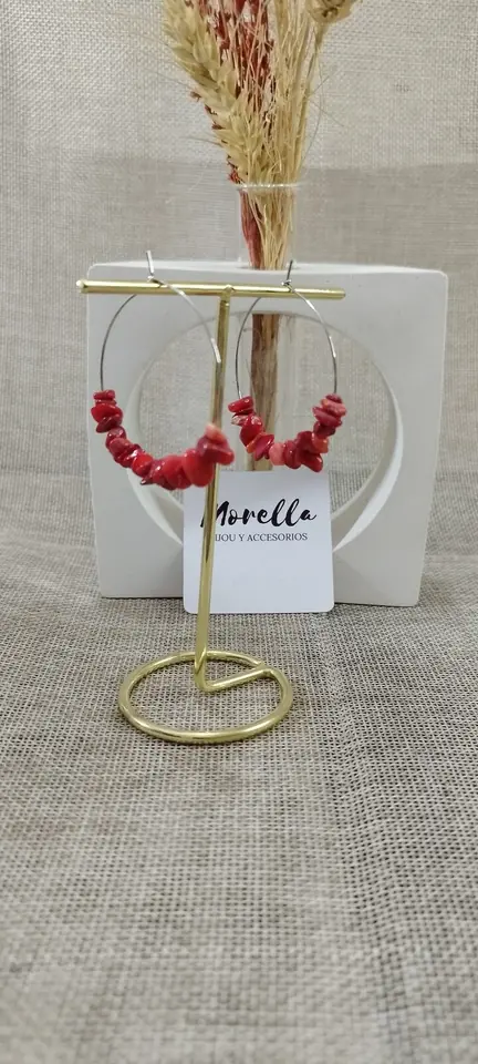 Aros con piedra jaspe rojo