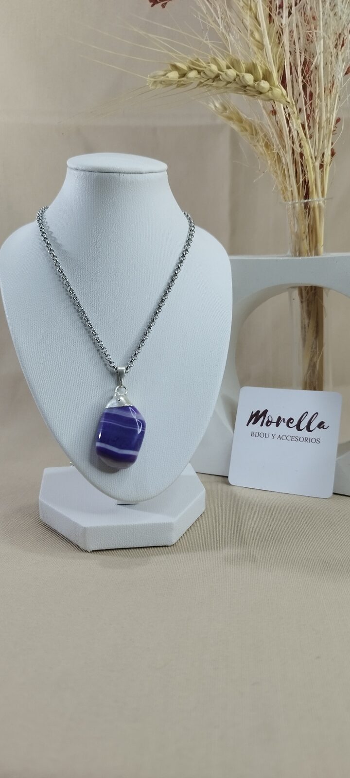 Cadena con dije ágata violeta