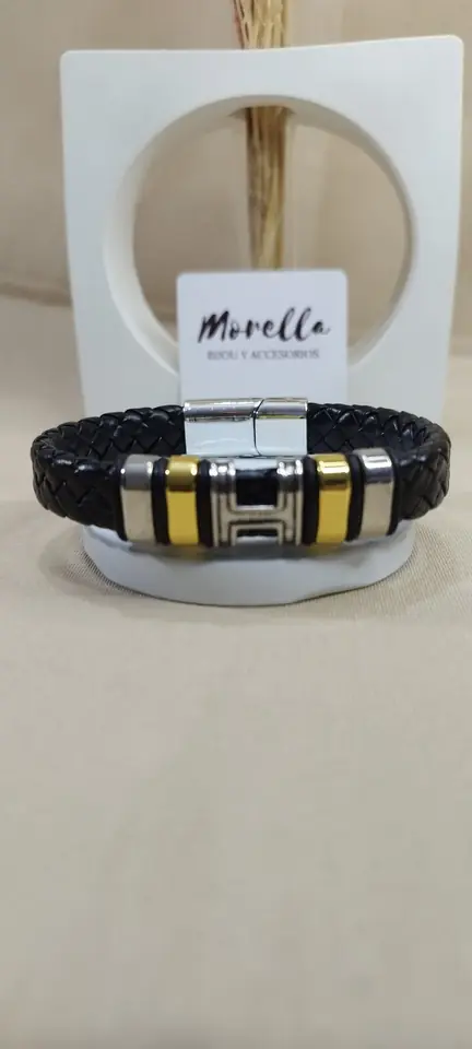 Pulsera negra plateada/dorada