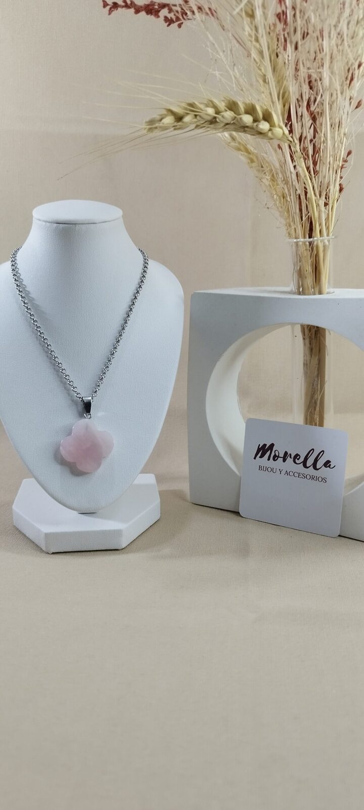 Cadena con dije cuarzo rosa