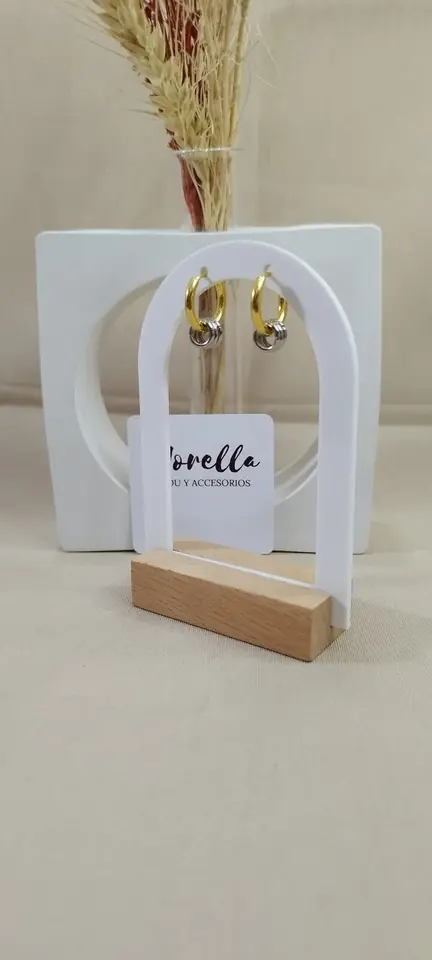 Aros con aros triples (dorado plateado)