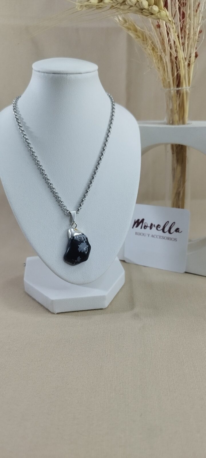 Cadena con dije obsidiana copo