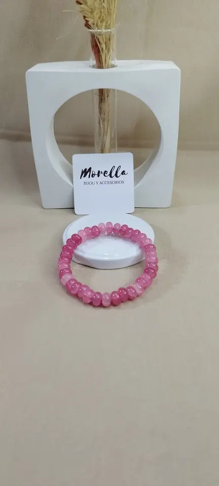 Pulsera 8 mm en ágata rosada
