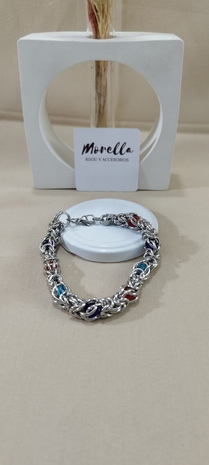 Pulsera gruesa piedra multicolor