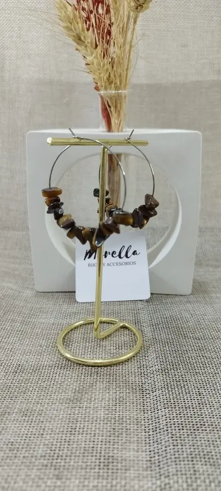 Aros con piedra ojo de tigre