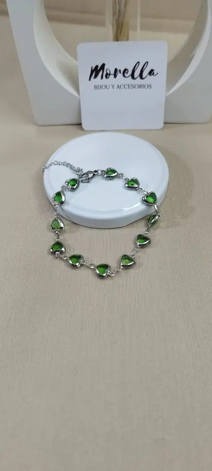Pulsera corazón verde claro