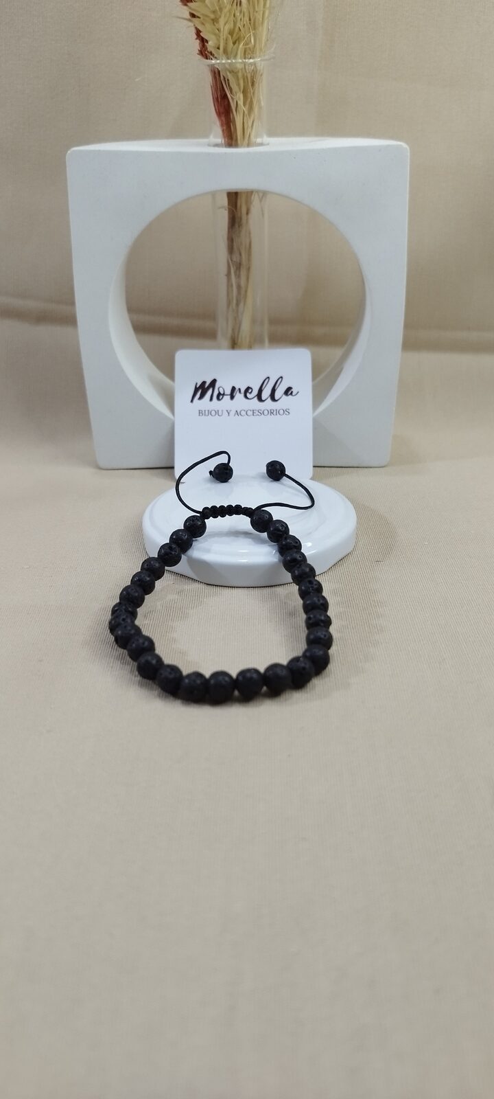 Pulsera 6 mm en lava negra
