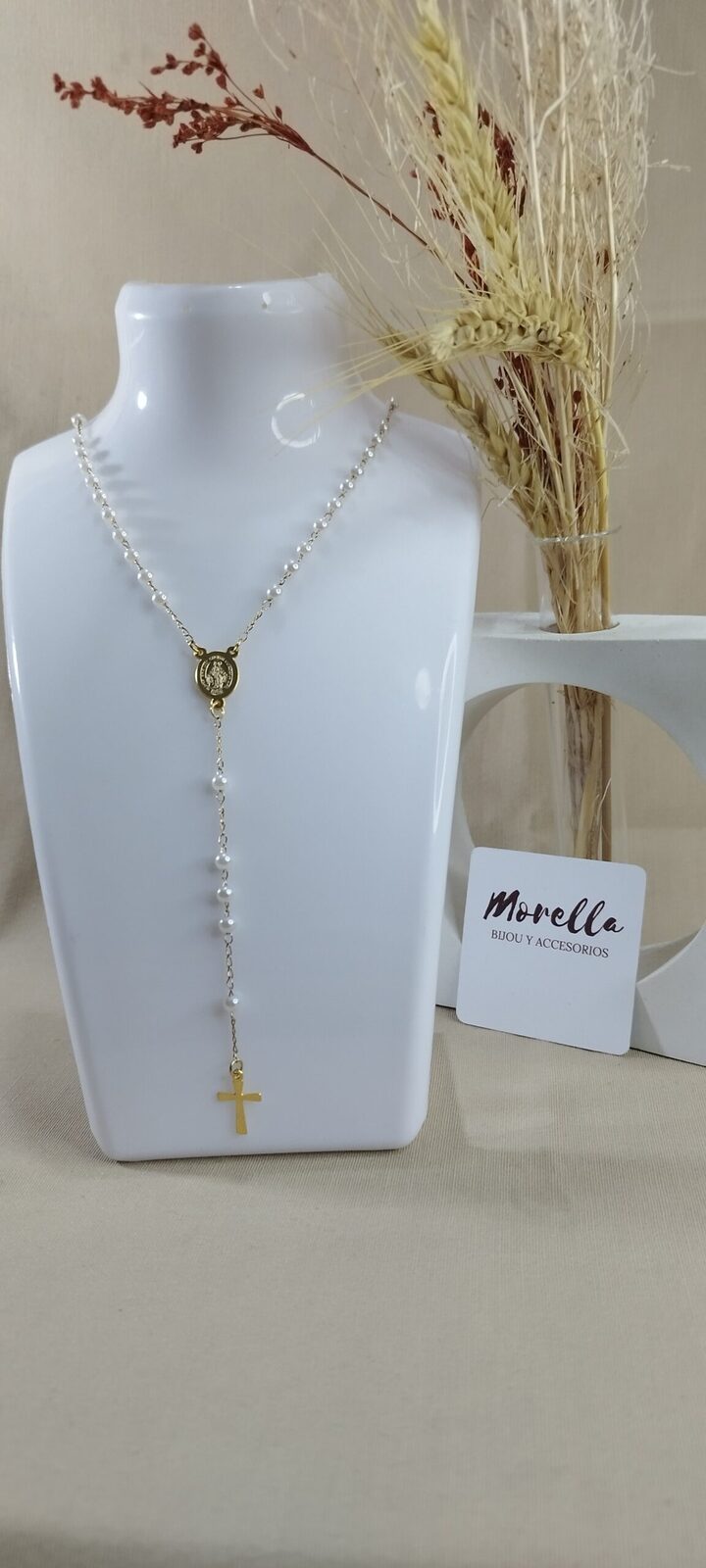 Rosario dorado/perlas