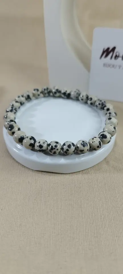 Pulsera 6 mm  jaspe dalmata