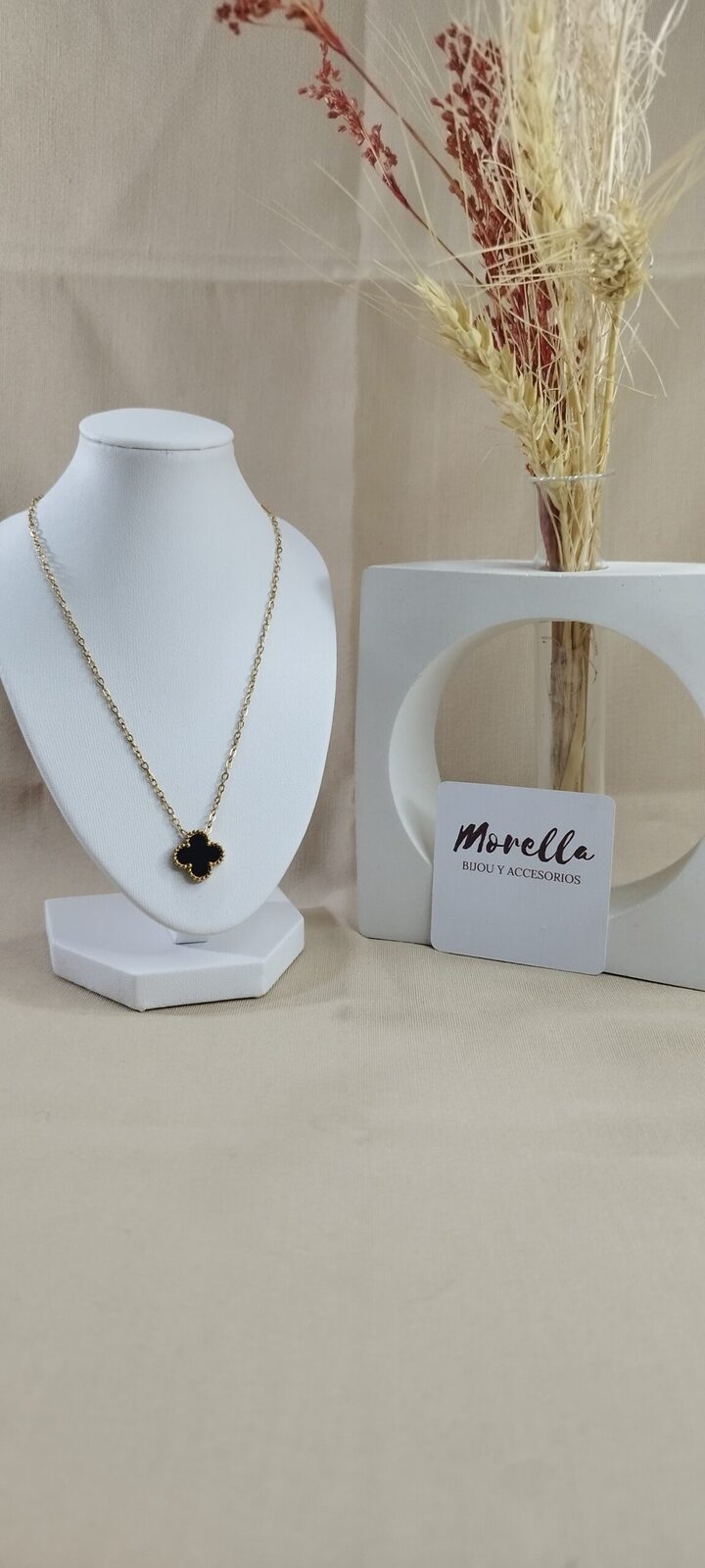 Cadena y dije trebol negro