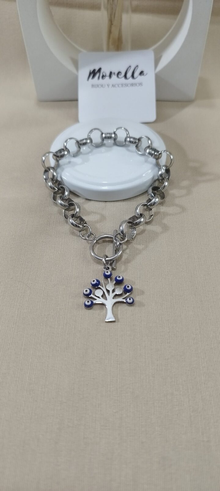 Pulsera con dije árbol de la vida ojo turco