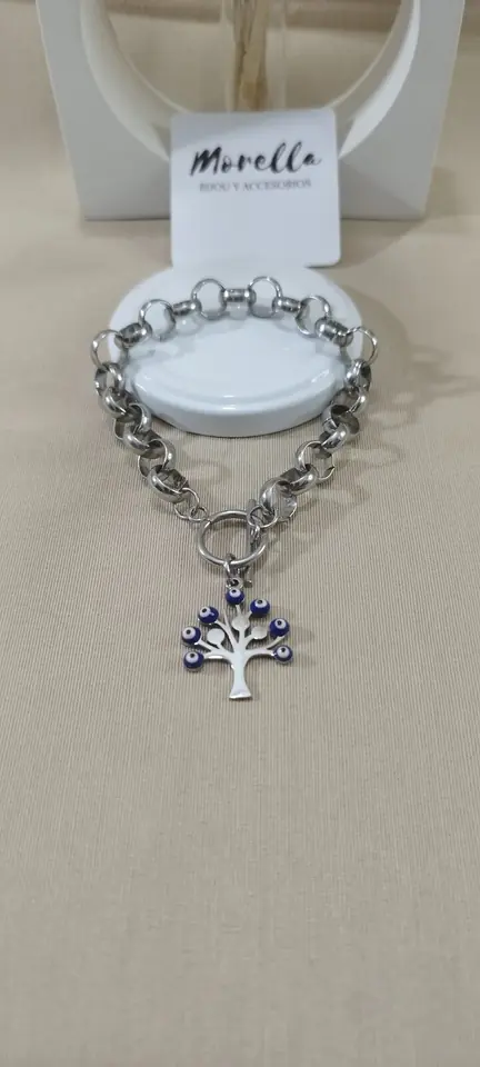 Pulsera con dije árbol de la vida ojo turco