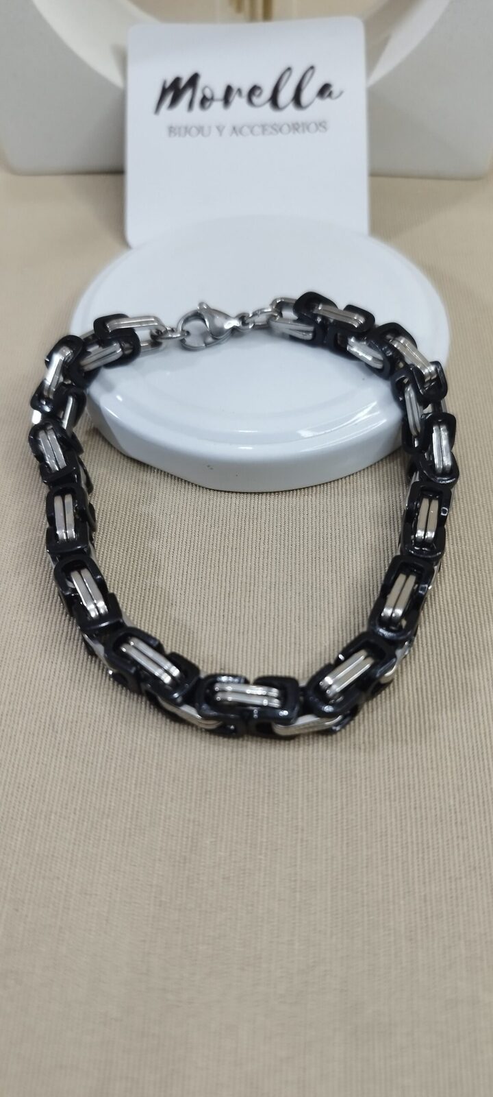 Pulsera cadena negro /plateado