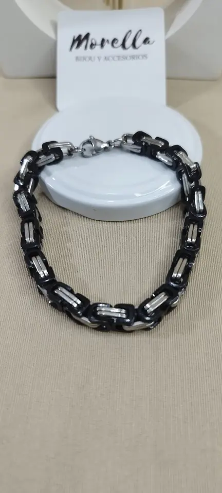 Pulsera cadena negro /plateado