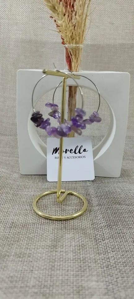 Aros con piedra amatista
