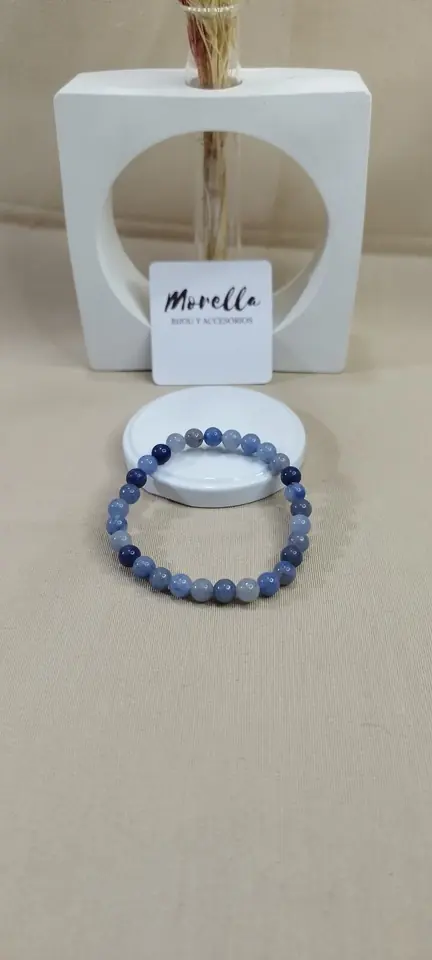 Pulsera 6 mm cuarzo azul