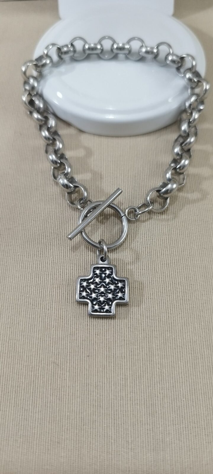 Pulsera cierre marinero dije cruz