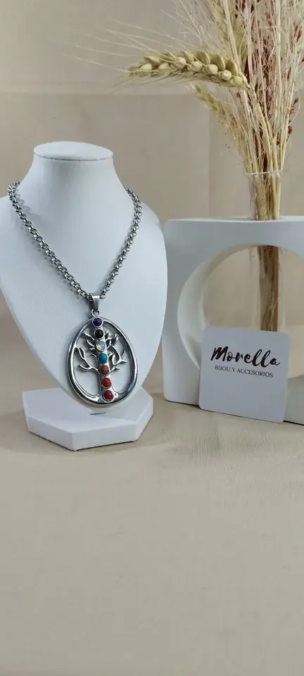 Cadena con dije 7 chakras acero quirúrgico