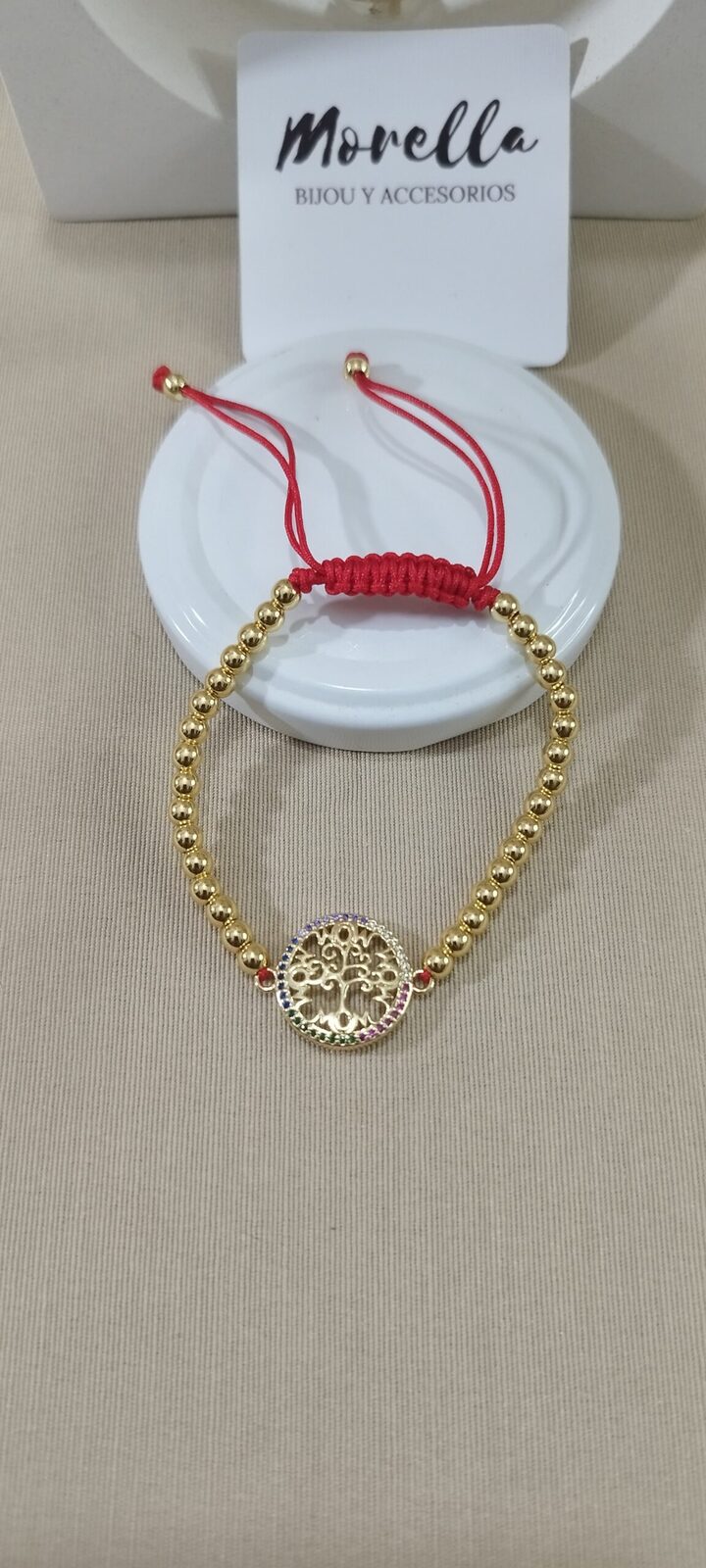 Pulsera ajustable árbol de la vida dorado