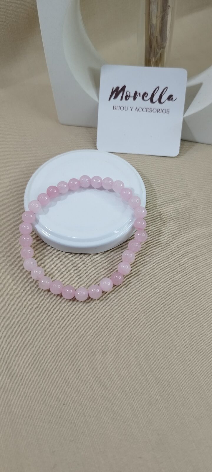 Pulsera 6 mm cuarzo rosa