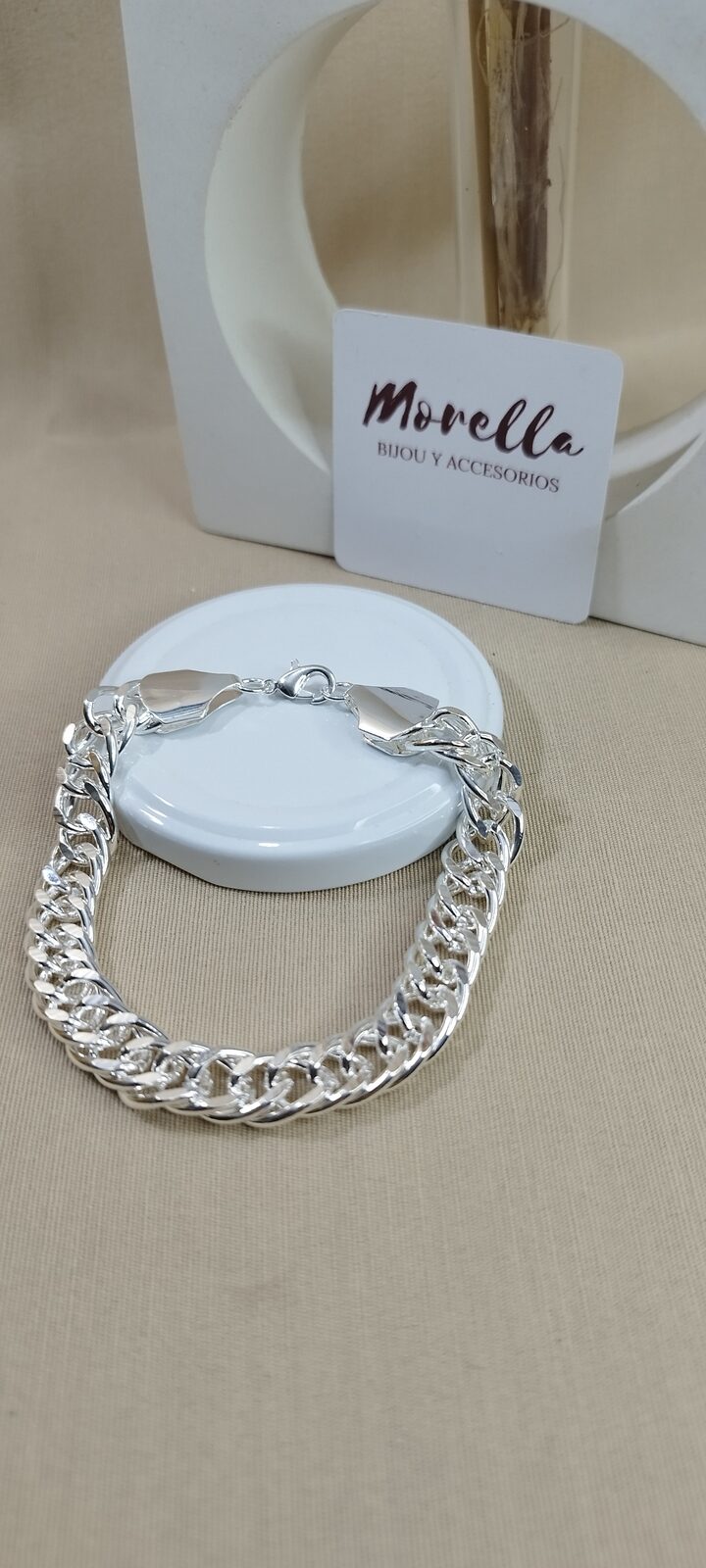 Pulsera gruesa 21 X10 acero quirúrgico blanco