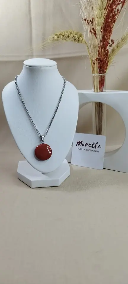 Cadena y dije jaspe rojo