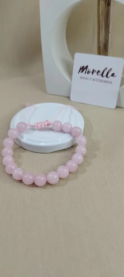 Pulsera 8 mm Cuarzo rosa