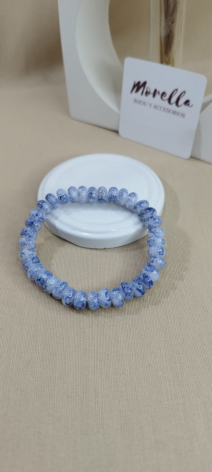 Pulsera ágata encaje azul 8 mm (ábaco)