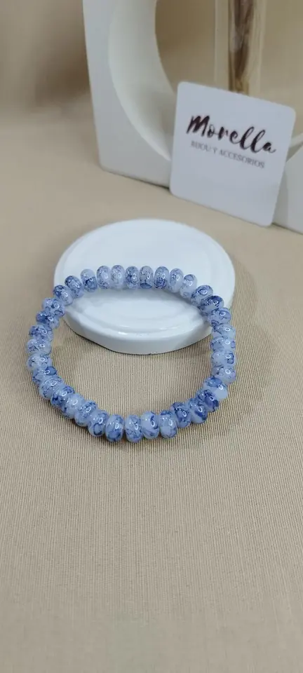 Pulsera ágata encaje azul 8 mm (ábaco)