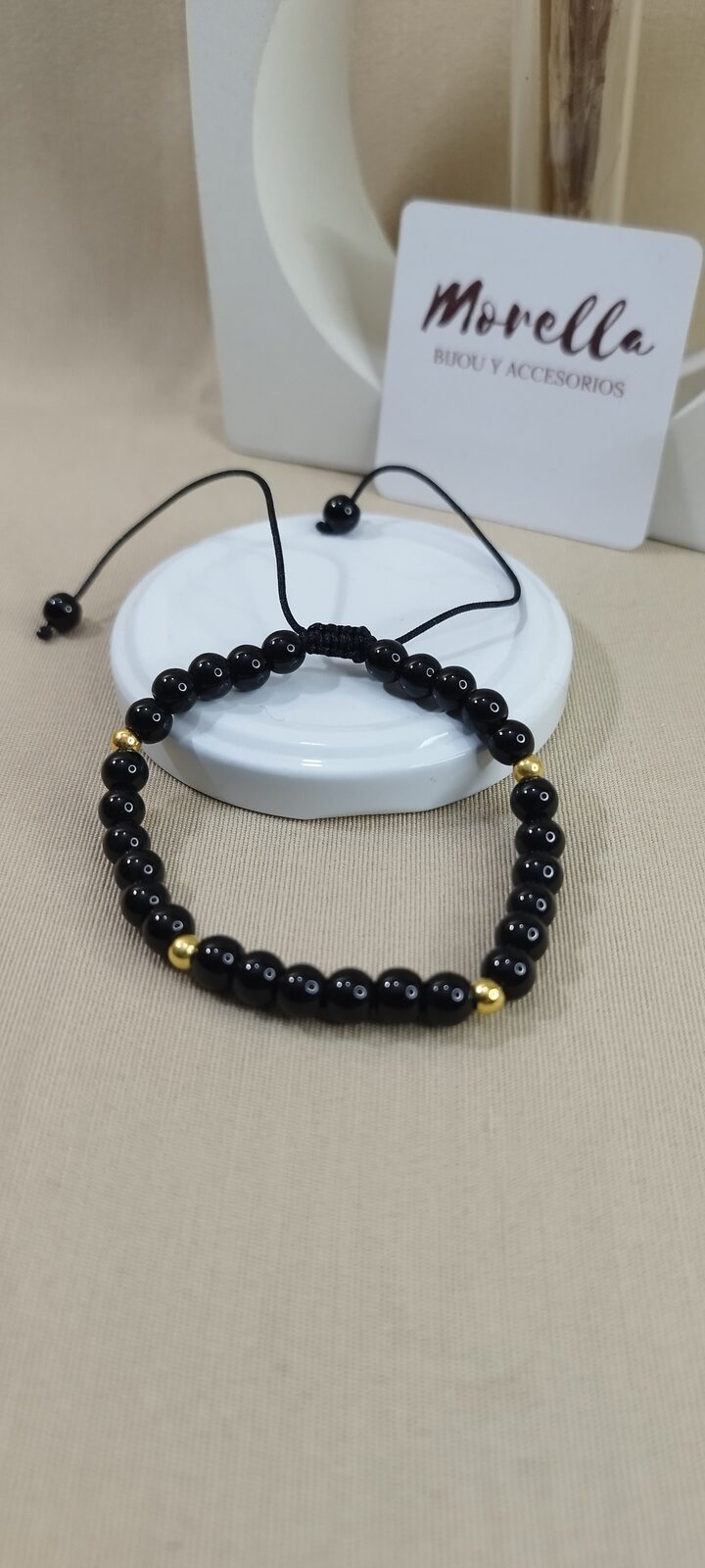 Pulsera 4mm obsidiana negra