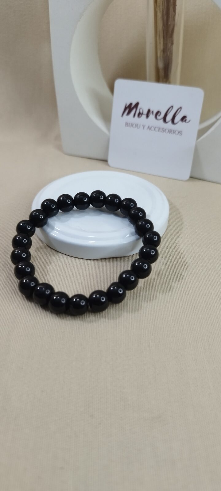 Pulsera 8 mm obsidiana negra