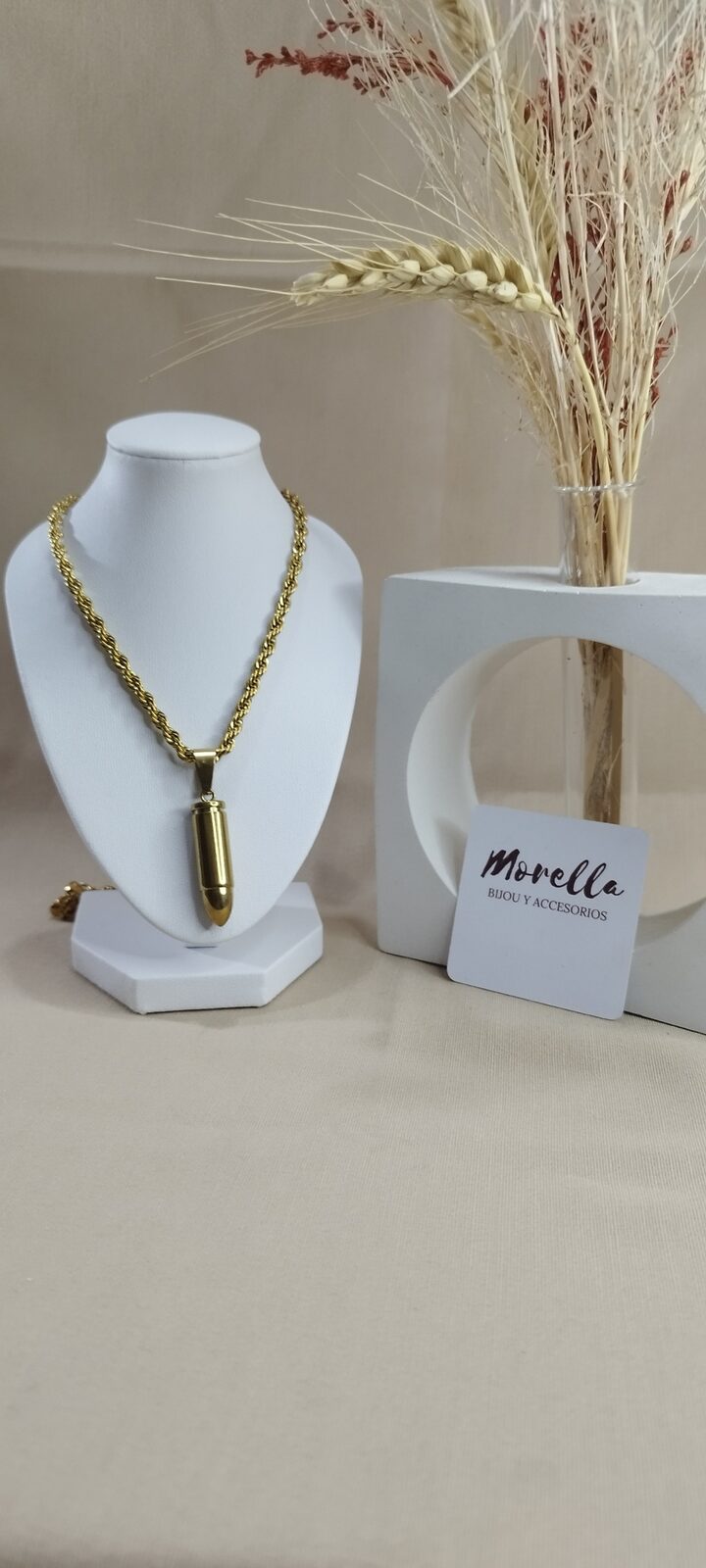 Cadena 60x5 y dije Bala (tourbillon dorada)