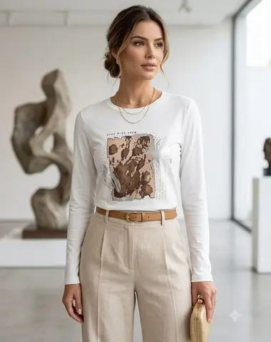 NO 873 Blusa Básica estampada Nacional