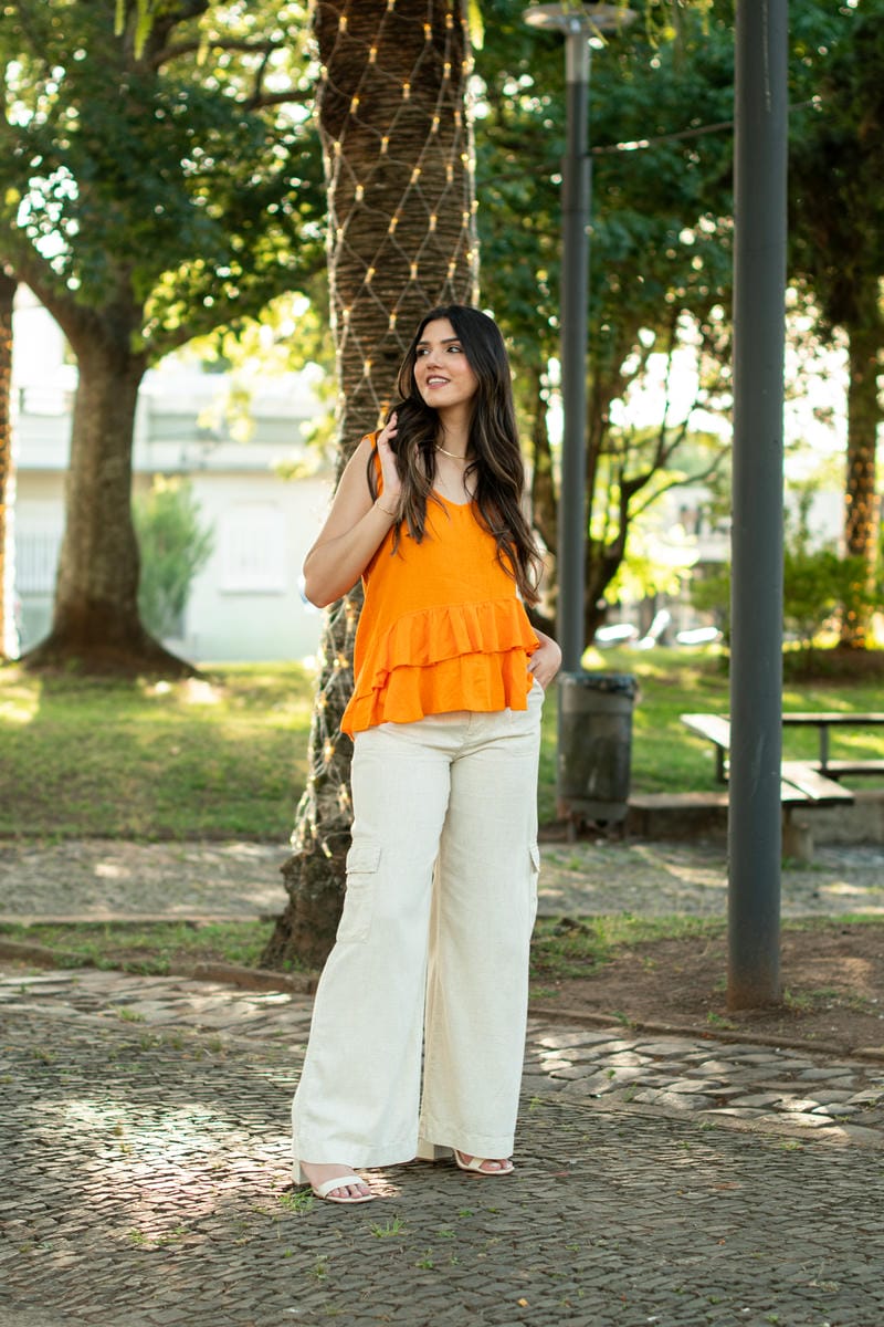 337/02024 Pantalona Cargo ELEGANTE Lino - Colección Raíces