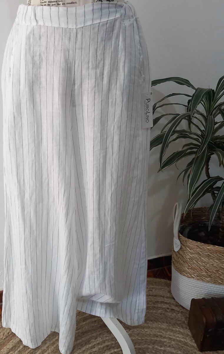 Pantalona lino italiano a rayas