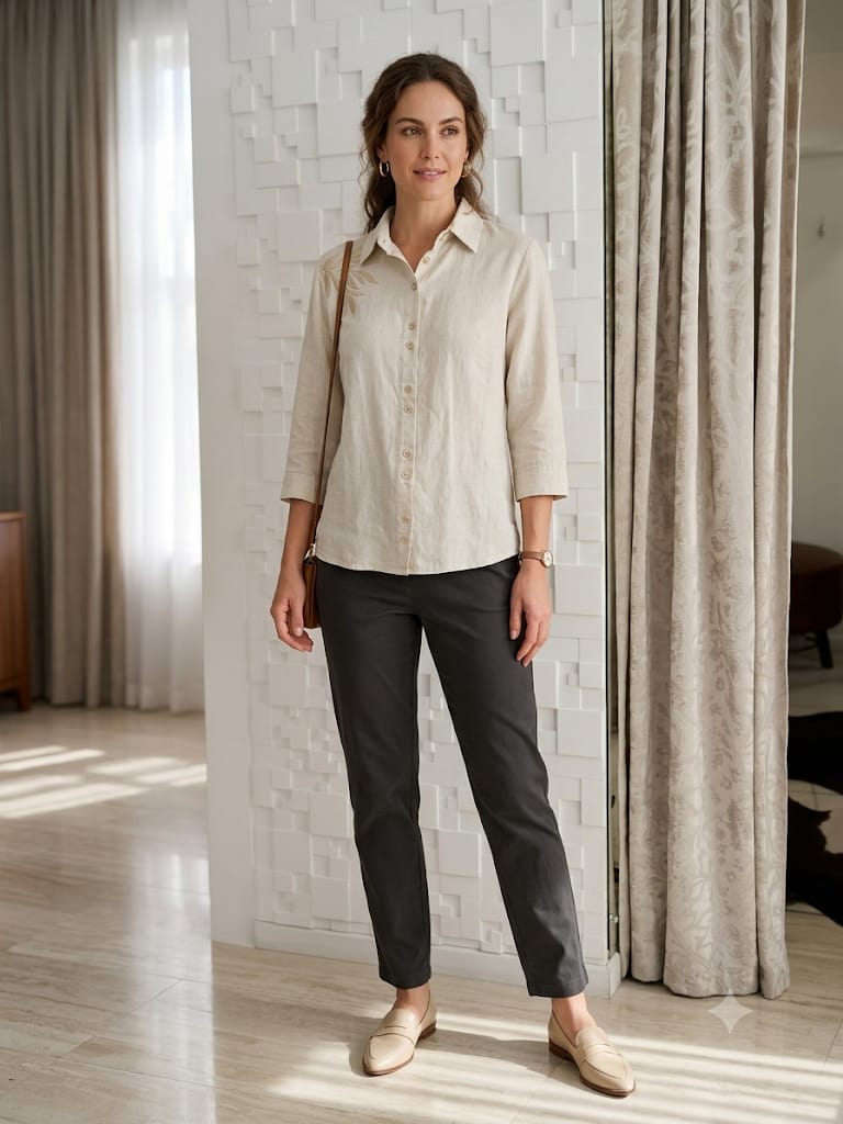 NO 878 Pantalón en gabardina elastizado Essenza