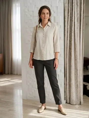 NO 878 Pantalón en gabardina elastizado Essenza