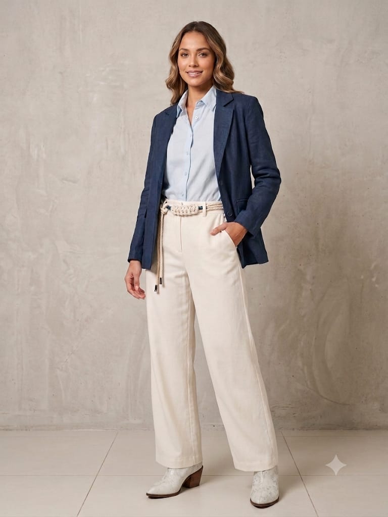 886 Pantalona en lino costura Essenza