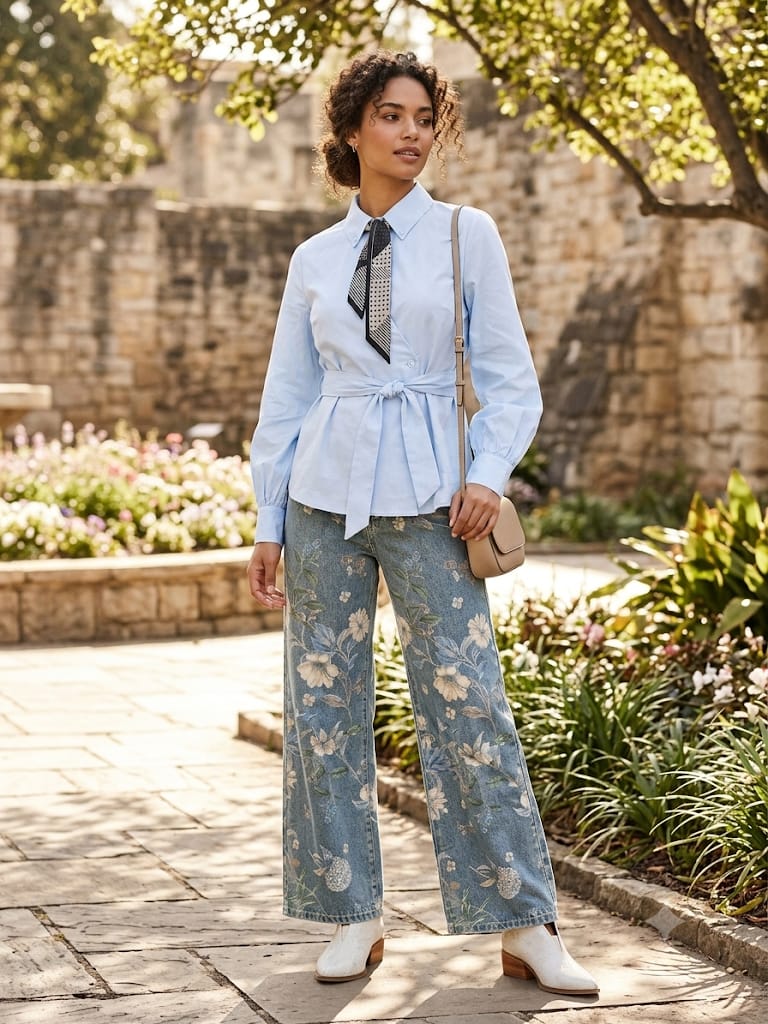 NO 909 Camisa Raquel con pañuelo asimetrica