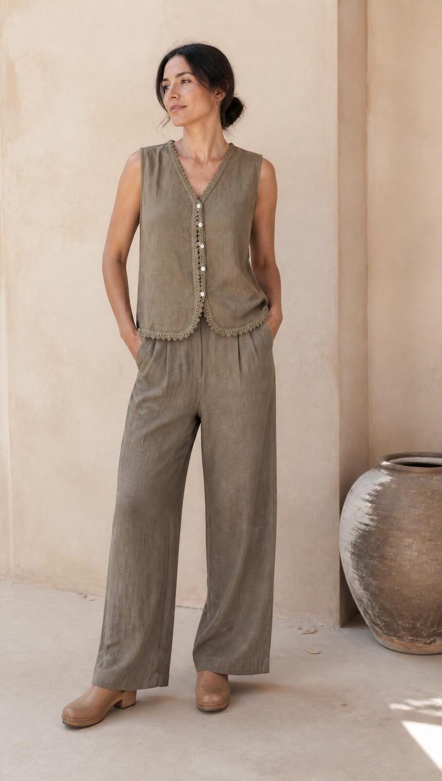 NO 941 Pantalón en puro lino Italiano