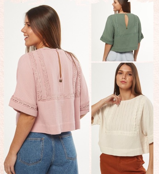 NO 975 Blusa Boho con puntillas