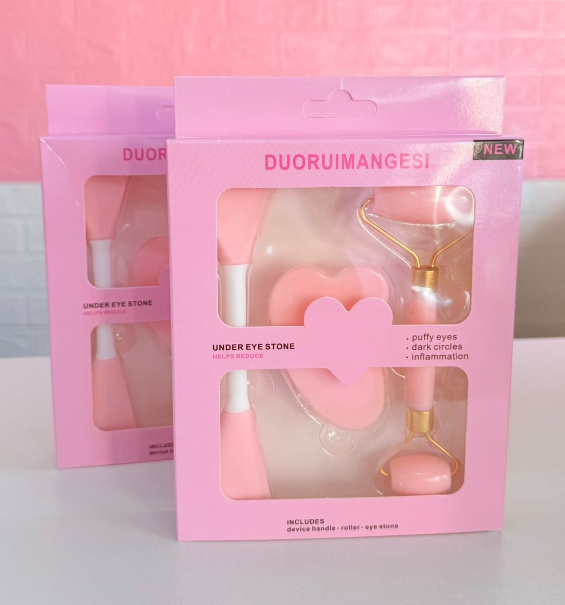 Kit Rosa: piedra Gua Sha, piedra jade.
