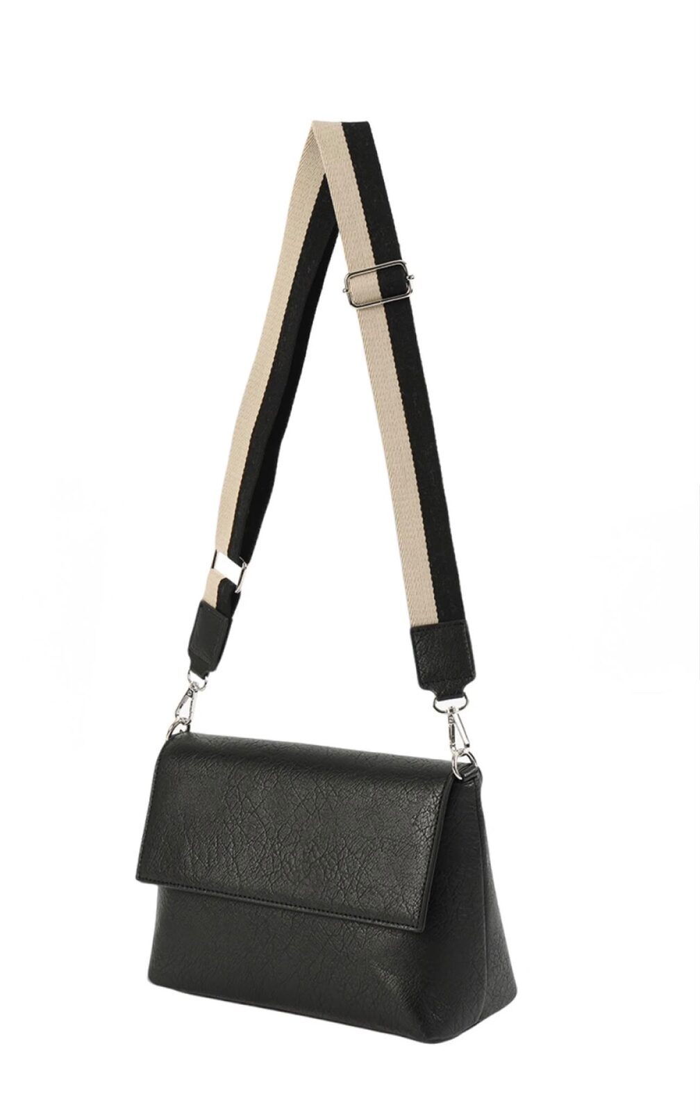 Bandolera cuerina con correa- Negro